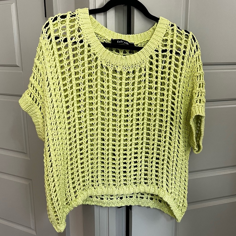 Fabrik Crochet Short Sleeve Knit Sweater Top